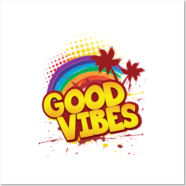 'Rainbow Good Vibes 70s Retro' Awesome 70s Vintage Wall Art by ourwackyhome